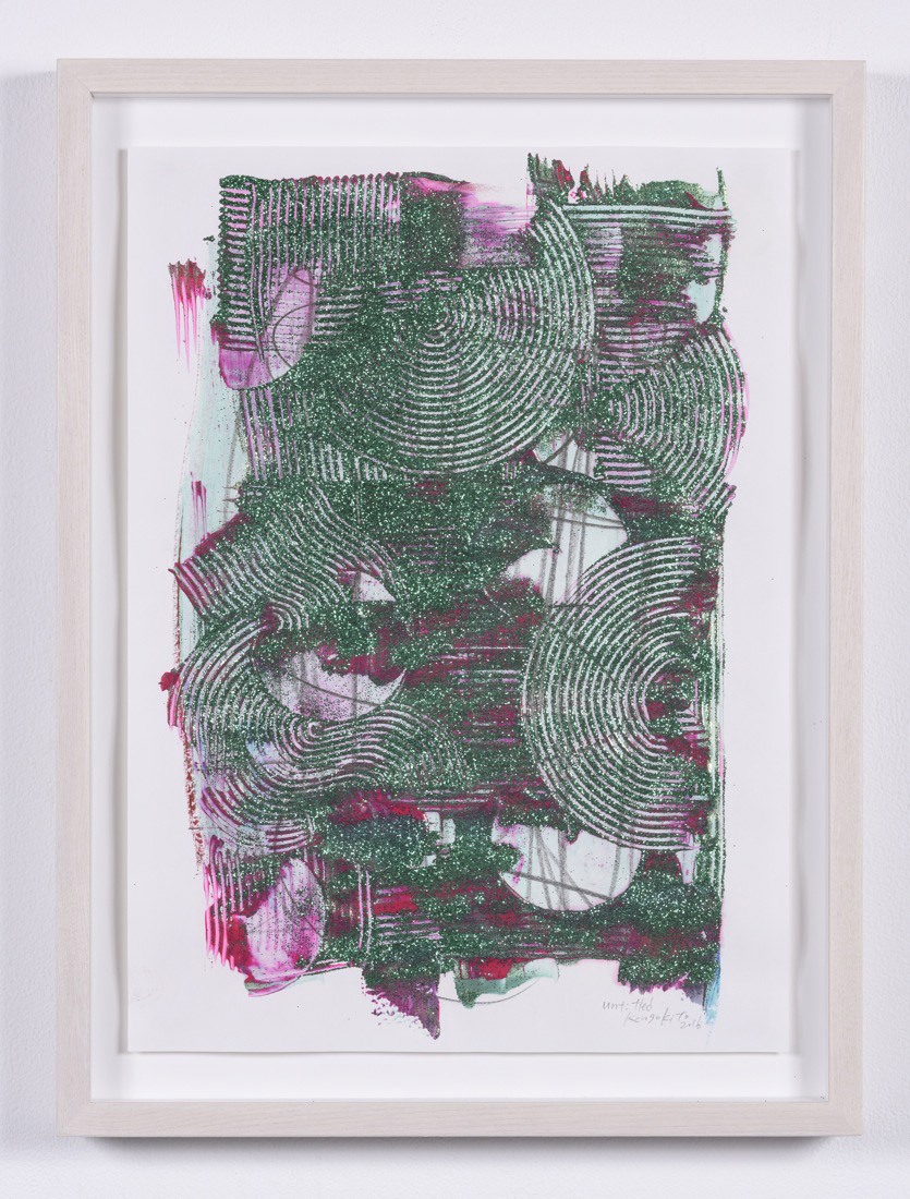 鬼頭健吾《untitled》(2016)アクリル、グリッター、鉛筆、紙 H478 x W360 x D40 mm(フレーム込) ¥165,000(税抜) © Kengo Kito Courtesy of Kenji Taki Gallery