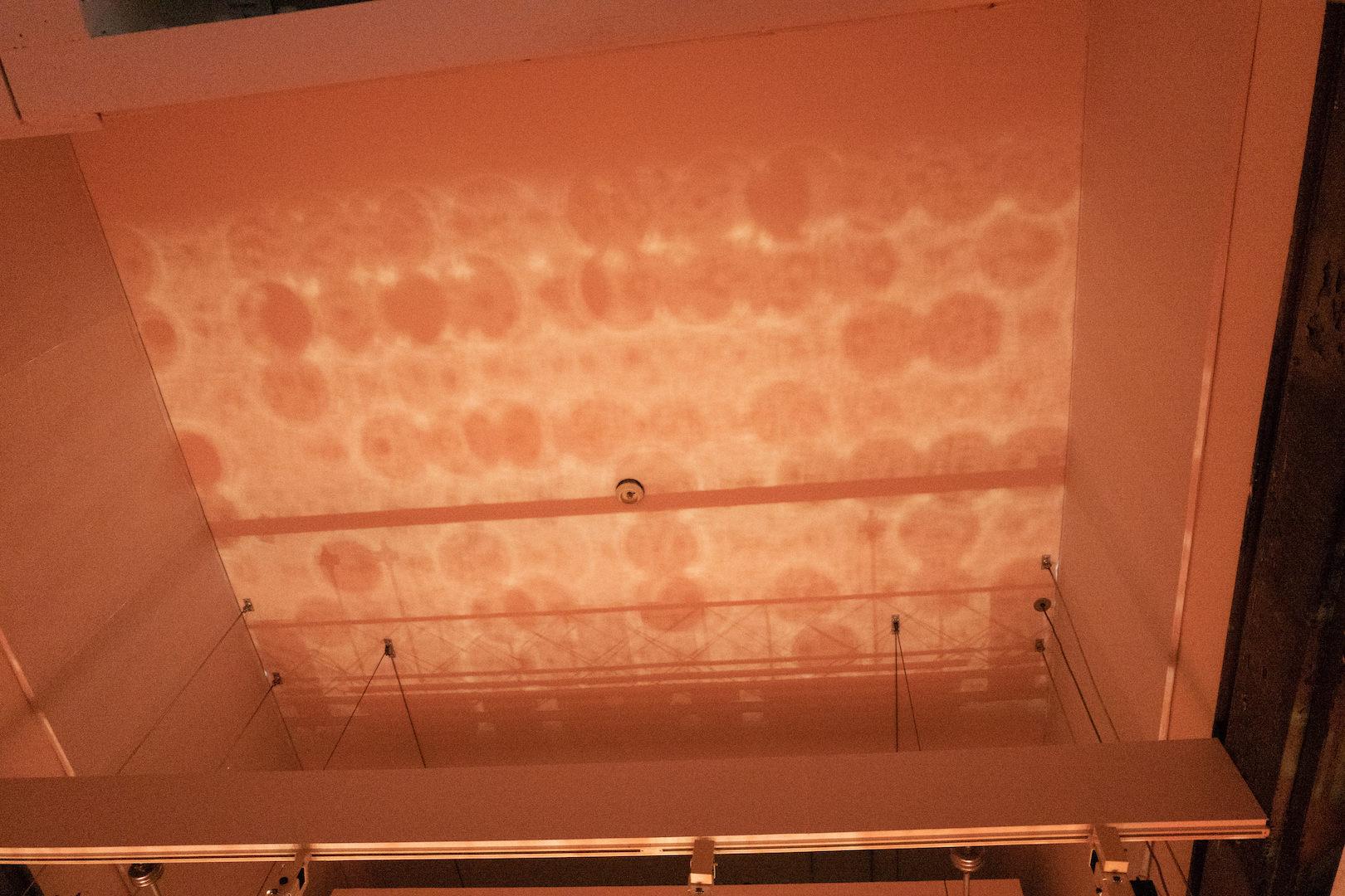 天井にも作品の反射光が写っていました。
