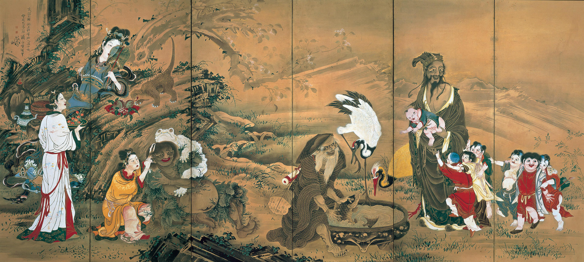 曽我蕭白 《群仙図屏風》（左隻）紙本着色 六曲一双 各172.0×378.0cm 明和元年（1764） 文化庁 重要文化財 【展示期間：3月12日～4月7日】