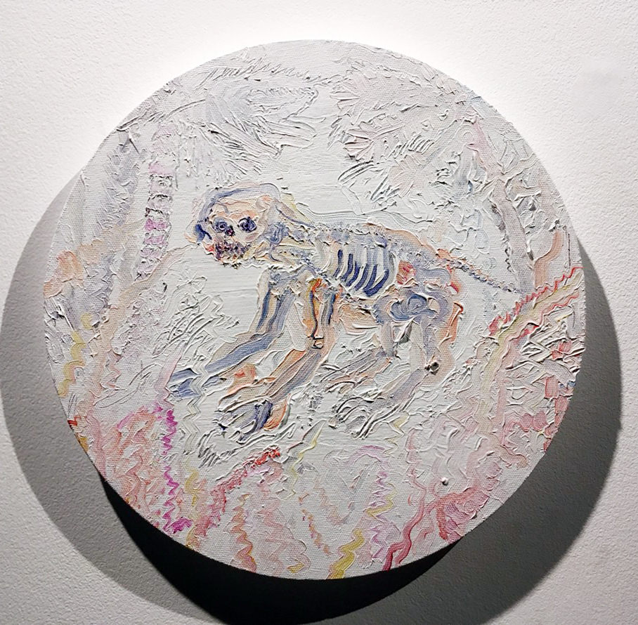 滞在制作中に完成した作品《Ape-man in Hell》Acrylic,spray,canvas