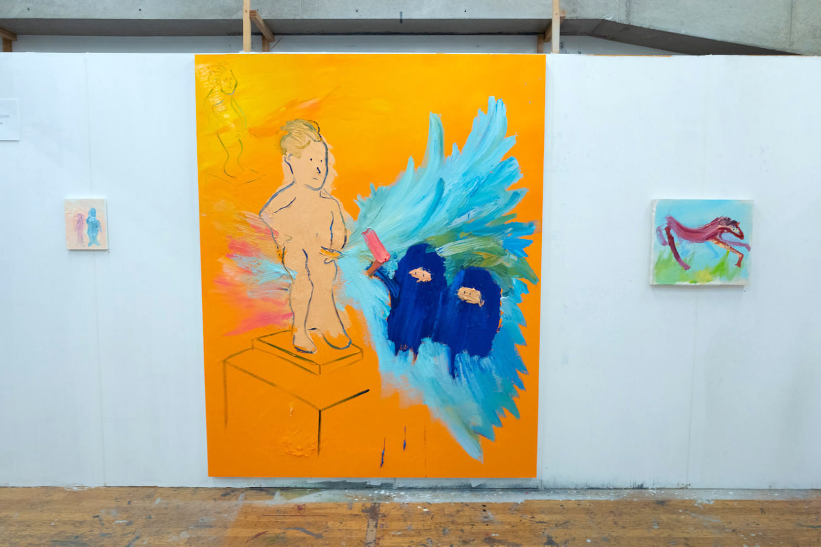 中央:《piss fight》2273mm×1818 oil on canvas 2018年