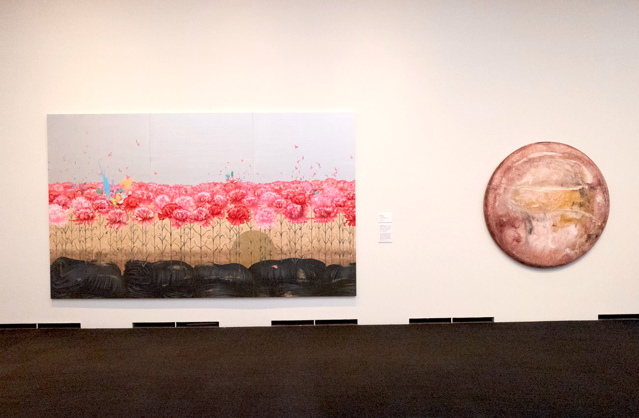 田中武《花のたとえ、嵐のたとえ》展示風景〜右作品は目《アクリルガス》