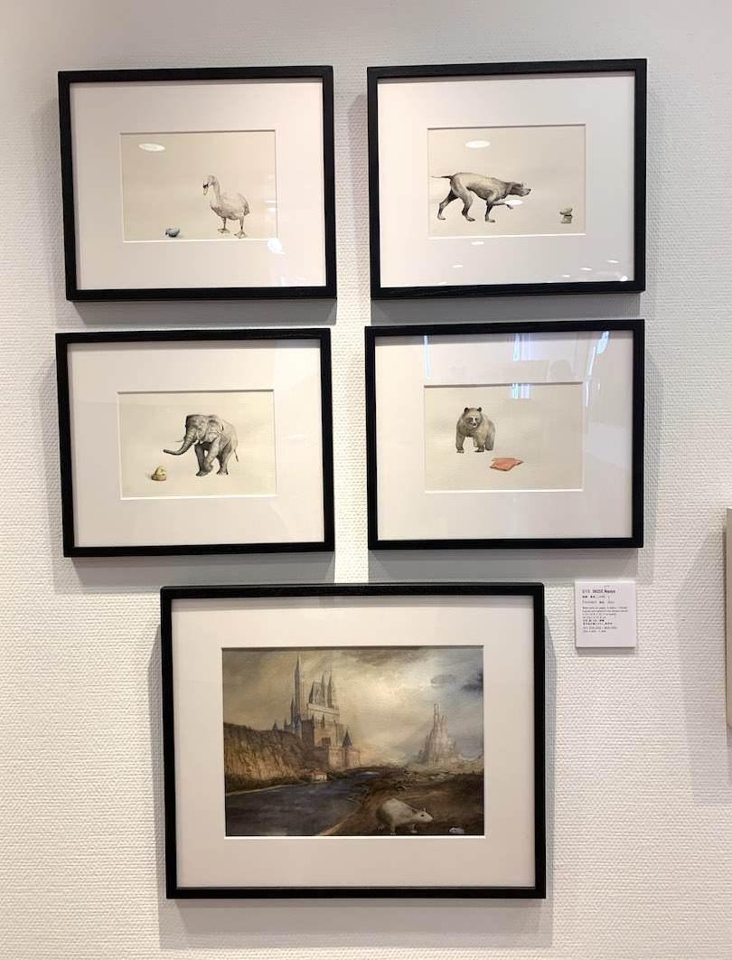 猪瀬直哉 《契約》2010年 水彩、紙、5点15.8 × 22.7 cm (each) ・28.2 × 37.8 cm 額装済Estimate（500,000 - 800,000円） 落札価格： ¥632,500円