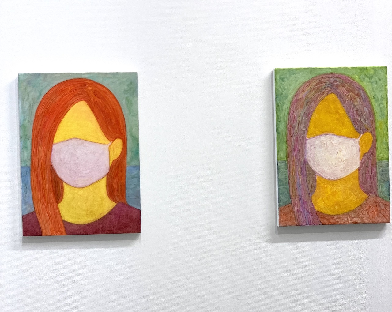 多田恋一朗《見えない-朝、見えない-朝》（2点1組）2019年 oil on canvas