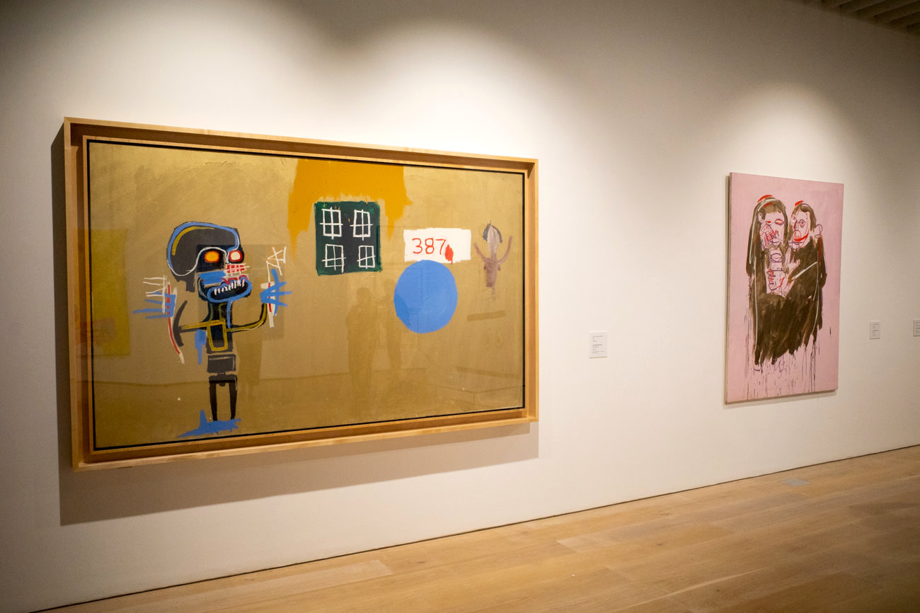 左：Jean-Michel Basquiat《Tree Eighty Seven》1985年