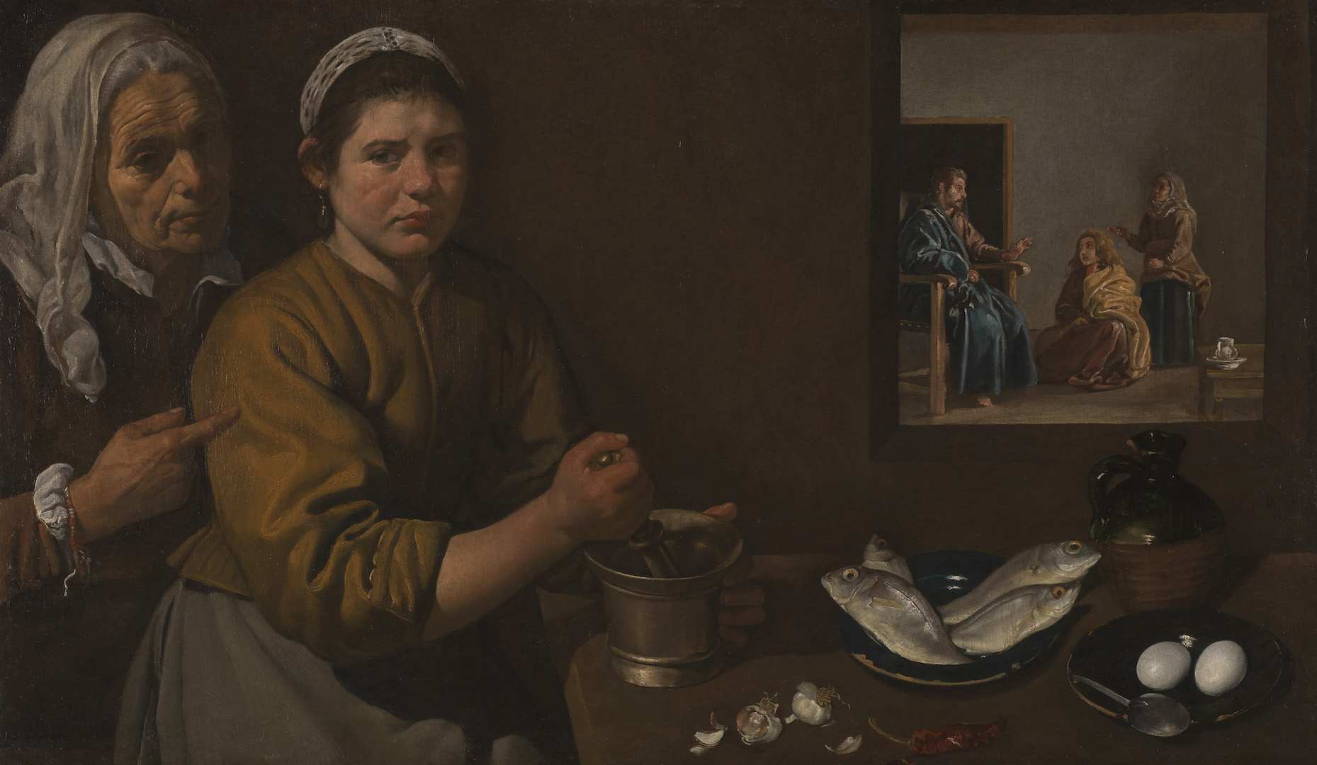 ??ィエゴ･ベラスケス 《マルタとマリアの家のキリスト》 1618年頃 油彩・カンヴァス 60×103.5cm ©The National Gallery, London. Bequeathed by Sir William H. Gregory,…