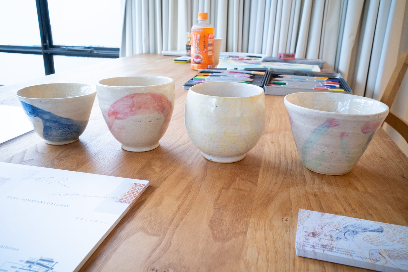 新作の陶器《blue giirl》《red girl》《きらきら》《花》