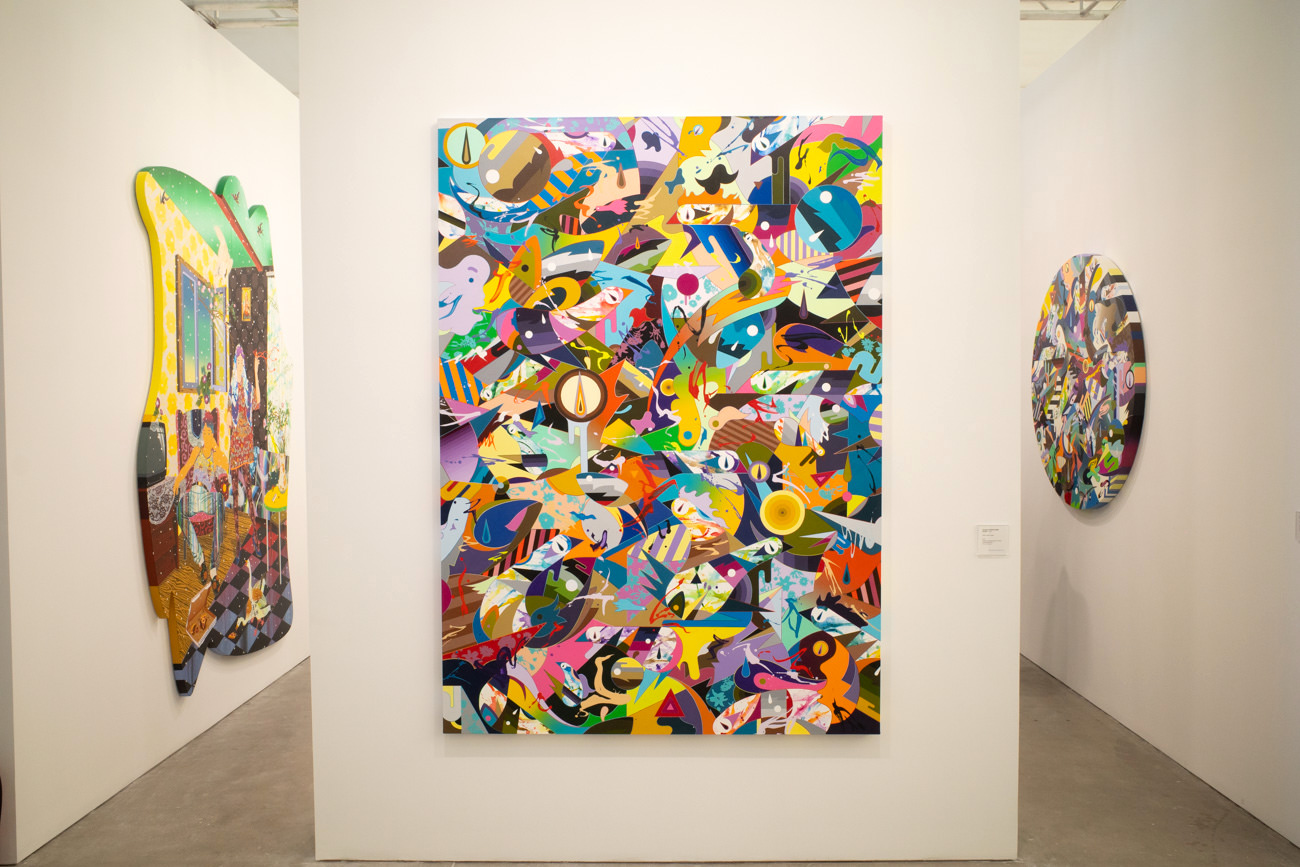 松山智一《Rivals Treble Trouble》Acrylic and mixed media on canvas 2019年 213.4x152.4cm