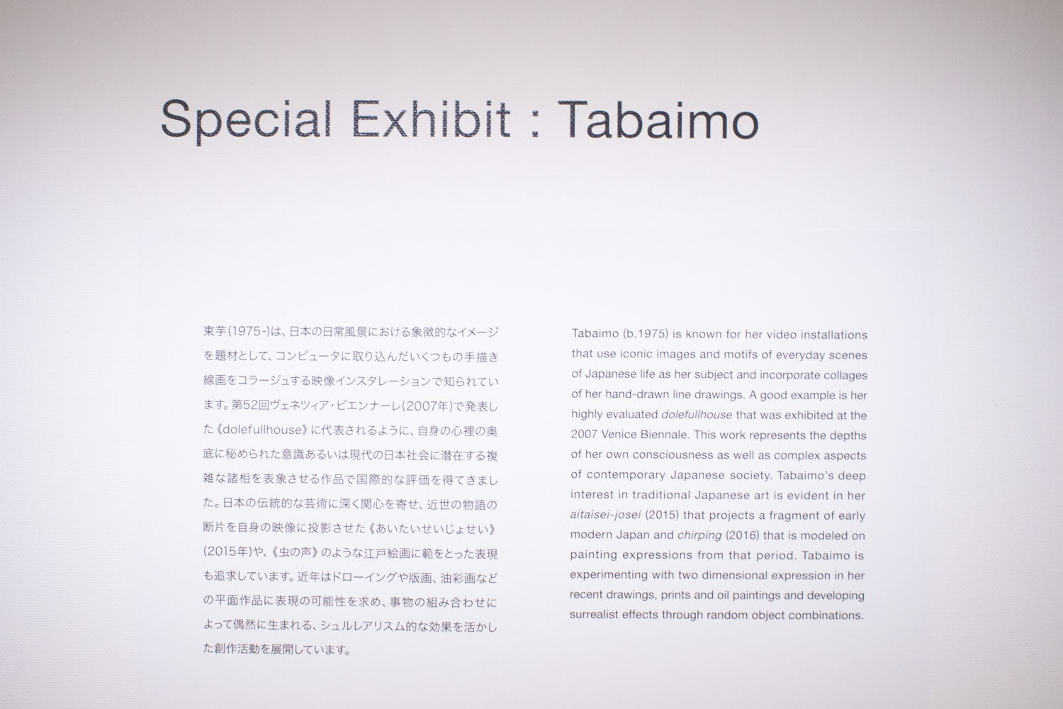 Special Exhibit:Tabaimo