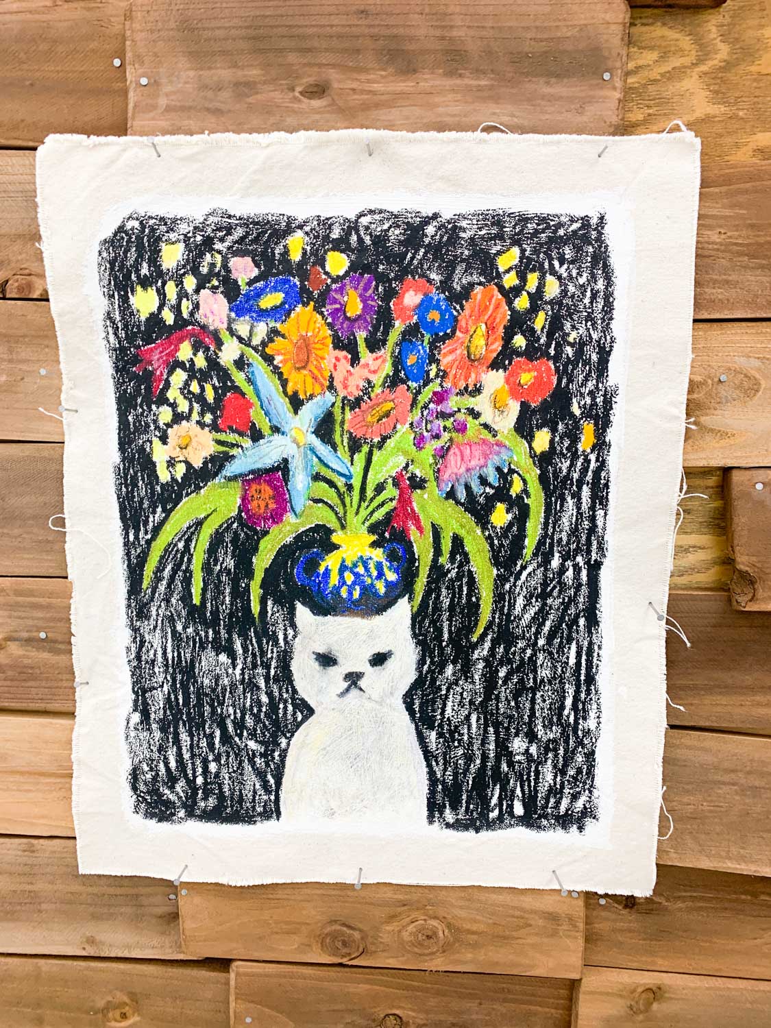 平子雄一≪Bark 23≫ 2019 Oil pastel on canvas 390 x 470 mm