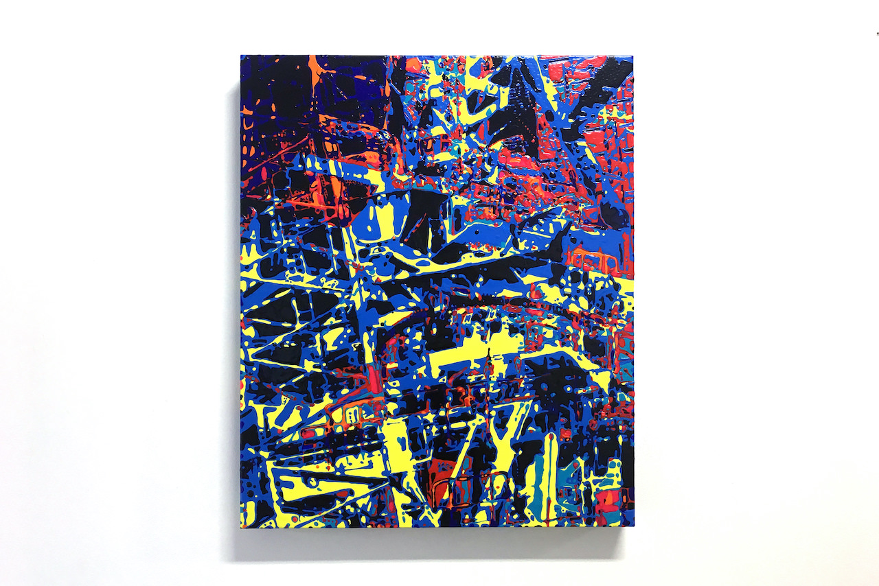 近藤大祐《Drip color Combine: October 25, 2018 #5》アクリル絵具、塩化ビニルシート、パネル 2019 Courtesy of COHJU contemporary art