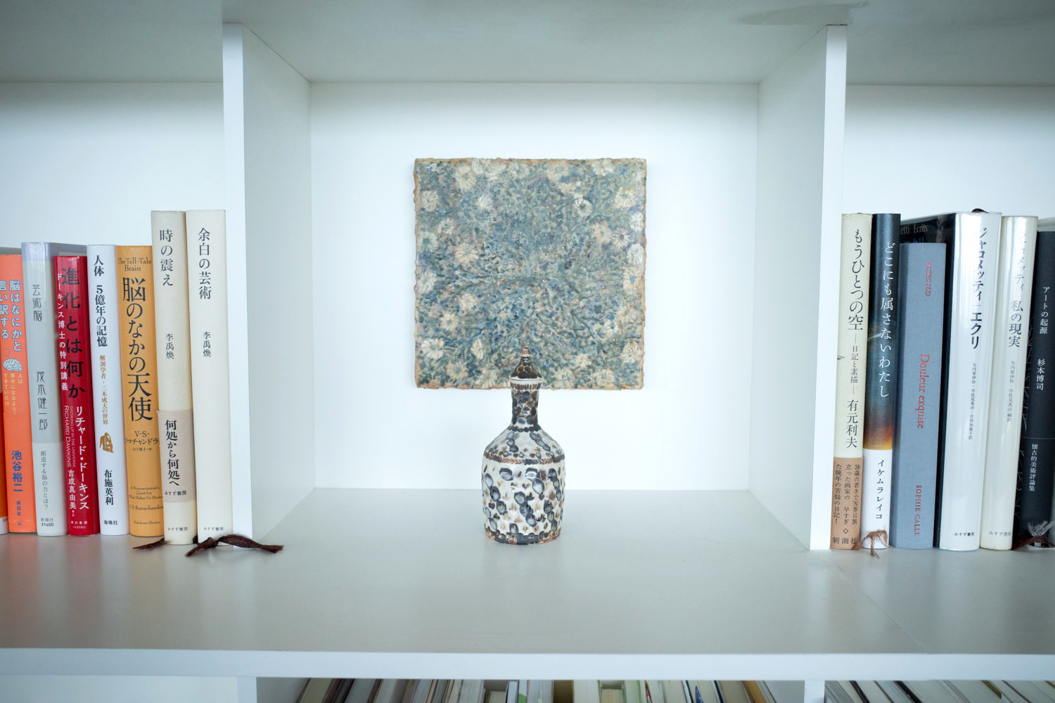 今村文さんの作品と益子の陶器市で購入した壺の組み合わせ〜小作品の展示も素敵でした。