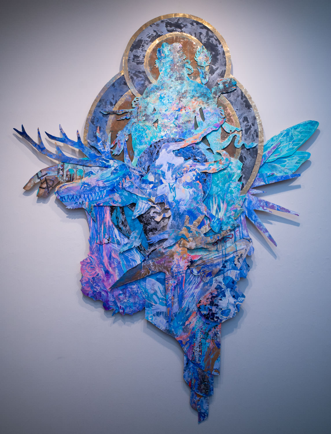 Sayaka Tada, "Retinal Detachment," acrylic, metal, washi, plastic, shina plywood