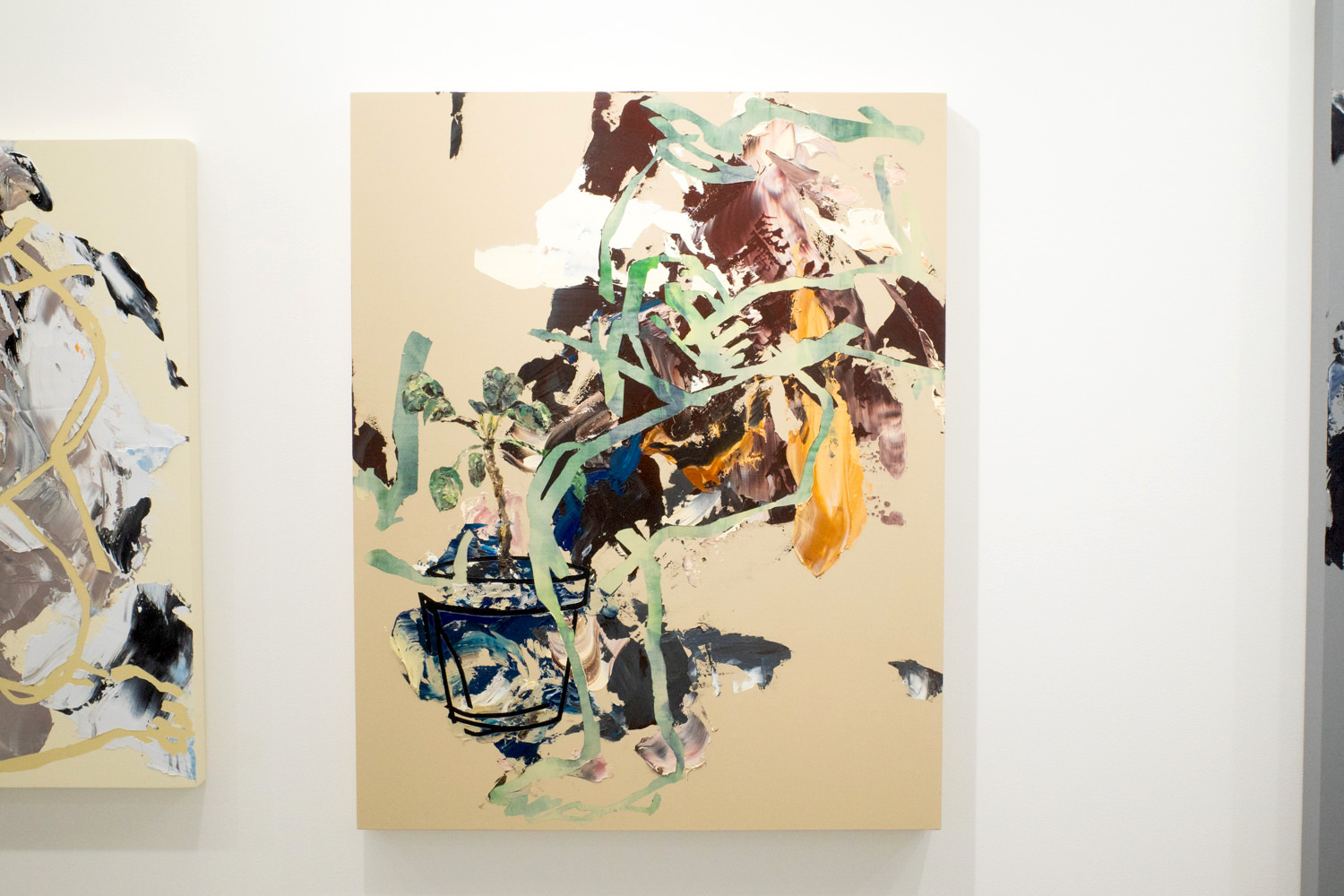 大久保紗也《Waiting with plant》2020年 oil and acrylic on canvas panel 910x727 mm