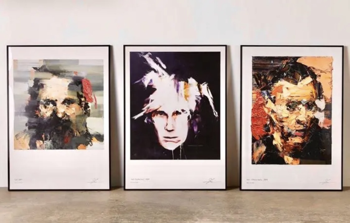 左：《Bob》2015中：《Andy Warhol no.2》2019右：《Face-Chinese Mafia-》2014