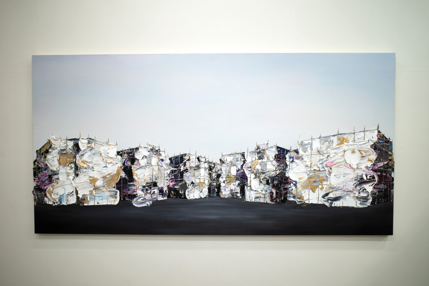 西川茂≪Sealed House 130 -new town-≫oil, graphite metal pouder on canvas, panel 2020年