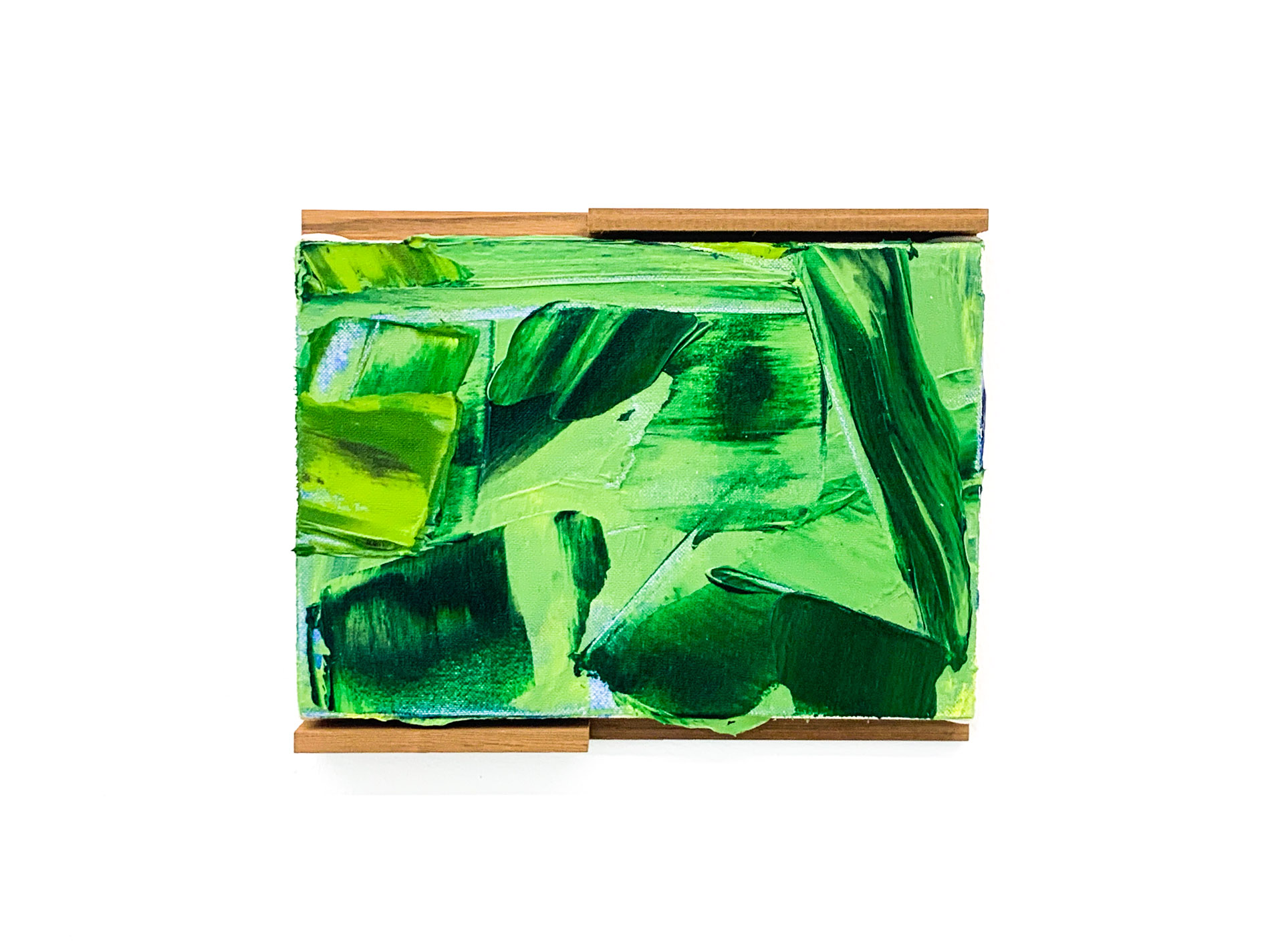 岡﨑乾二郎《Bosque de colina alta /いちじくを 食べに/Paseo》 2018 Acrylic on canvas 18.2x23.2x2.9cm