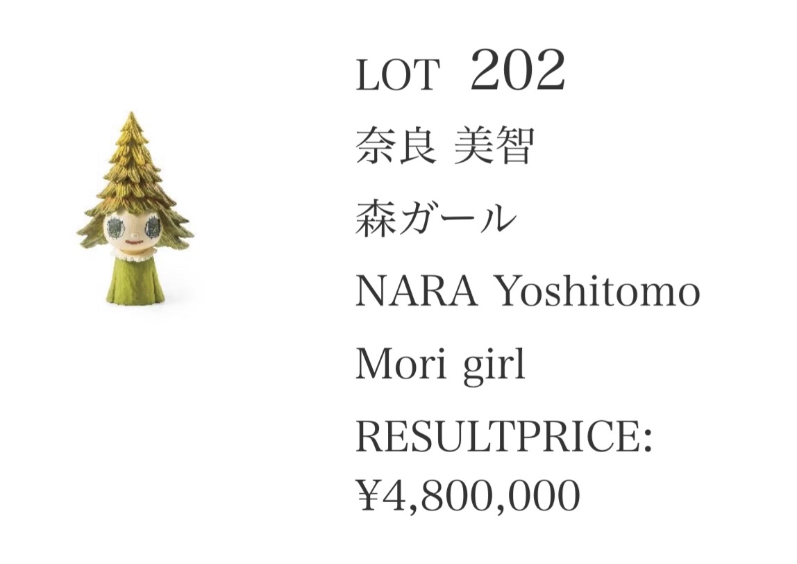 2020年6月開催のクリスティーズでは、34,284ユーロ(約450万円)、2021年の毎日オークションでは480万円で落札されました。