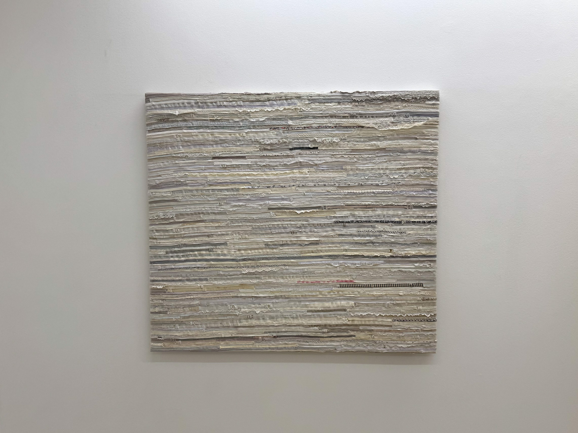 Matsatse (Morning Star), 2025 bra straps on canvas 117 x 130 cm
